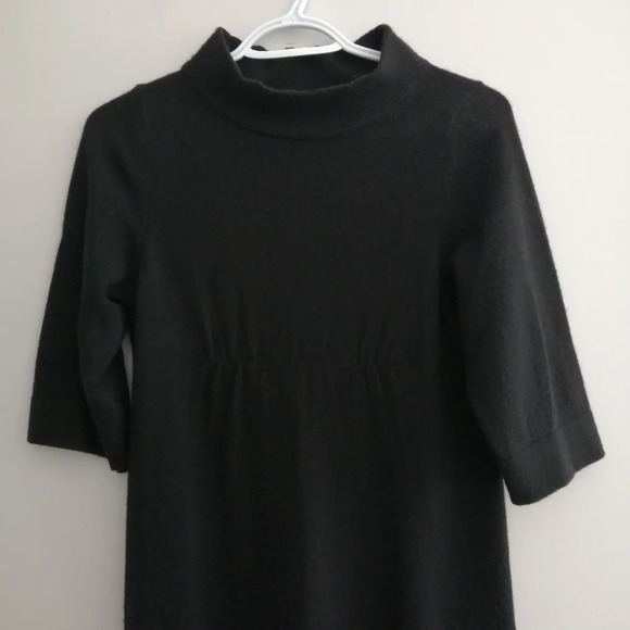Vince 100% Cashmere Black Sweater Mini Dress with Mockneck and Ruched Front XS - Picture 6 of 17